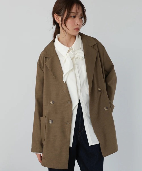 Bab(バブ)の「バックリボンダブルジャケット(テーラードジャケット・レディース・モカ/グレイッシュベージュ/ブラック・MEDIUM)」の20枚目の写真