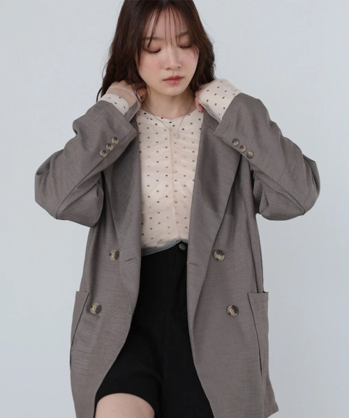 Bab(バブ)の「バックリボンダブルジャケット(テーラードジャケット・レディース・モカ/グレイッシュベージュ/ブラック・MEDIUM)」の9枚目の写真