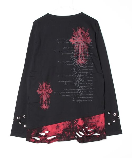 SILVER BULLET(シルバーバレット)の「『PSYCHO NATION/サイコネーション』クラッシュ加工タイダイフェイクレイヤードデザインロンT(Tシャツ/カットソー・レディース・ブラック系2/ブラック系1・L/M)」の3枚目の写真