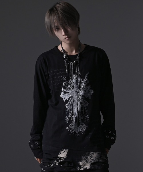 SILVER BULLET(シルバーバレット)の「『PSYCHO NATION/サイコネーション』クラッシュ加工タイダイフェイクレイヤードデザインロンT(Tシャツ/カットソー・レディース・ブラック系2/ブラック系1・L/M)」の2枚目の写真