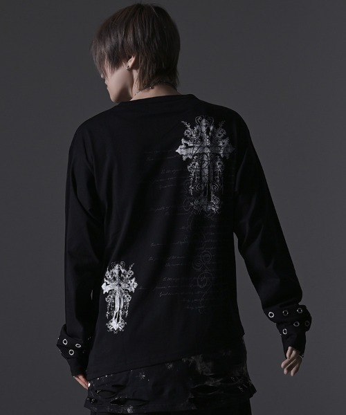 SILVER BULLET(シルバーバレット)の「『PSYCHO NATION/サイコネーション』クラッシュ加工タイダイフェイクレイヤードデザインロンT(Tシャツ/カットソー・レディース・ブラック系2/ブラック系1・L/M)」の5枚目の写真