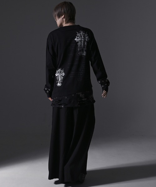 SILVER BULLET(シルバーバレット)の「『PSYCHO NATION/サイコネーション』クラッシュ加工タイダイフェイクレイヤードデザインロンT(Tシャツ/カットソー・レディース・ブラック系2/ブラック系1・L/M)」の9枚目の写真
