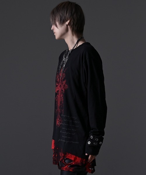 SILVER BULLET(シルバーバレット)の「『PSYCHO NATION/サイコネーション』クラッシュ加工タイダイフェイクレイヤードデザインロンT(Tシャツ/カットソー・レディース・ブラック系2/ブラック系1・L/M)」の11枚目の写真