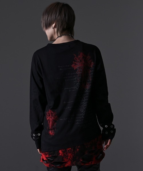 SILVER BULLET(シルバーバレット)の「『PSYCHO NATION/サイコネーション』クラッシュ加工タイダイフェイクレイヤードデザインロンT(Tシャツ/カットソー・レディース・ブラック系2/ブラック系1・L/M)」の12枚目の写真
