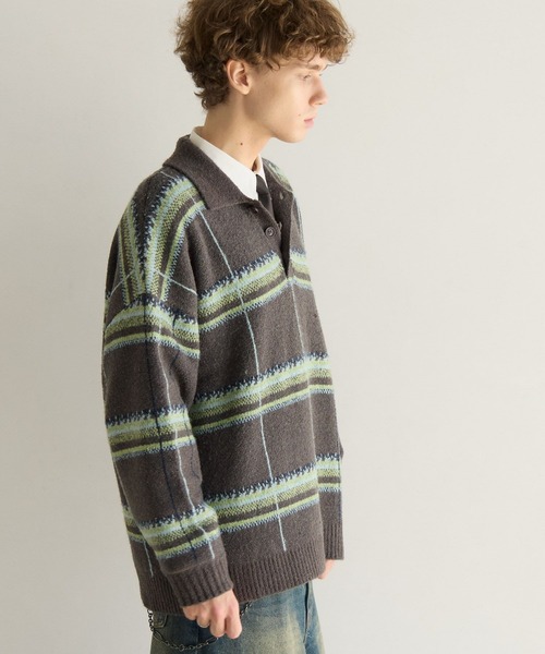 PBLIM(ページボーイリム)の「《UNISEX》メランジチェックポロニット(ニット/セーター・レディース・ボルドー/ブラウン/グレー・FREE)」の22枚目の写真