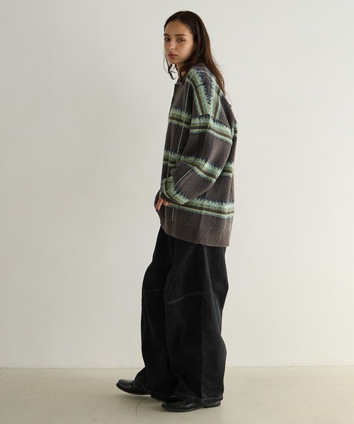 PBLIM(ページボーイリム)の「《UNISEX》メランジチェックポロニット(ニット/セーター・レディース・ボルドー/ブラウン/グレー・FREE)」の17枚目の写真