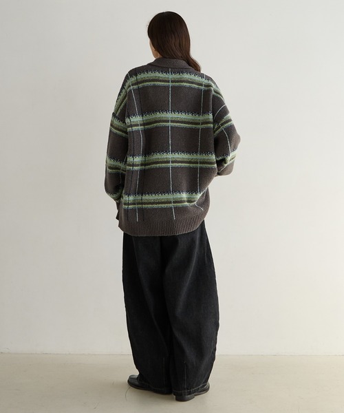 PBLIM(ページボーイリム)の「《UNISEX》メランジチェックポロニット(ニット/セーター・レディース・ボルドー/ブラウン/グレー・FREE)」の18枚目の写真