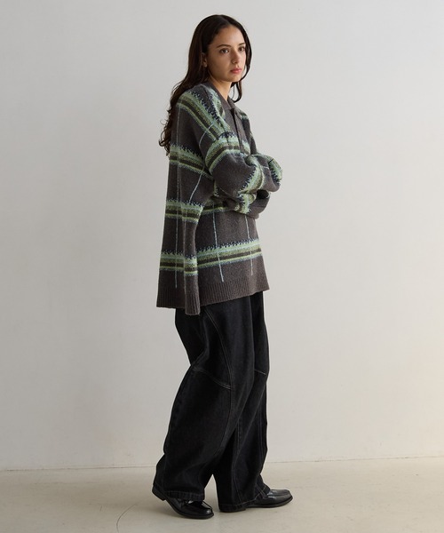 PBLIM(ページボーイリム)の「《UNISEX》メランジチェックポロニット(ニット/セーター・レディース・ボルドー/ブラウン/グレー・FREE)」の16枚目の写真