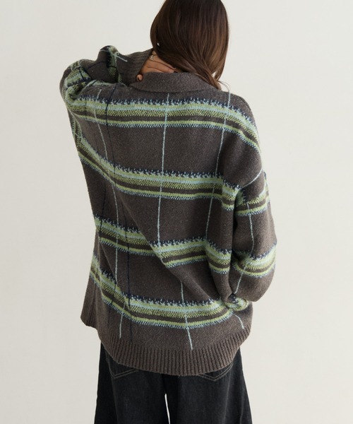PBLIM(ページボーイリム)の「《UNISEX》メランジチェックポロニット(ニット/セーター・レディース・ボルドー/ブラウン/グレー・FREE)」の14枚目の写真