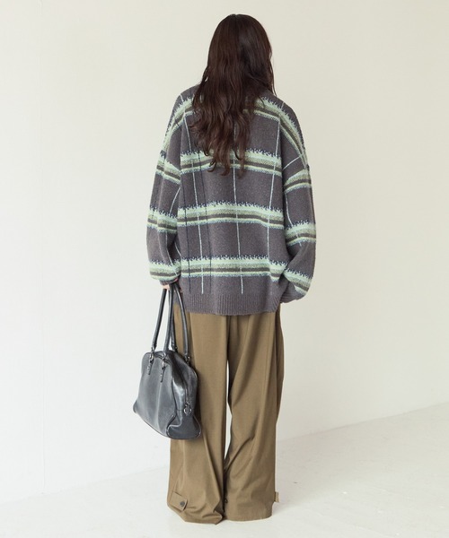 PBLIM(ページボーイリム)の「《UNISEX》メランジチェックポロニット(ニット/セーター・レディース・ボルドー/ブラウン/グレー・FREE)」の10枚目の写真