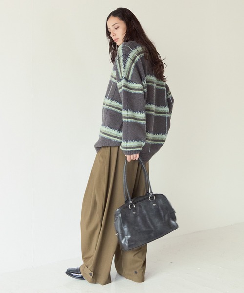 PBLIM(ページボーイリム)の「《UNISEX》メランジチェックポロニット(ニット/セーター・レディース・ボルドー/ブラウン/グレー・FREE)」の9枚目の写真