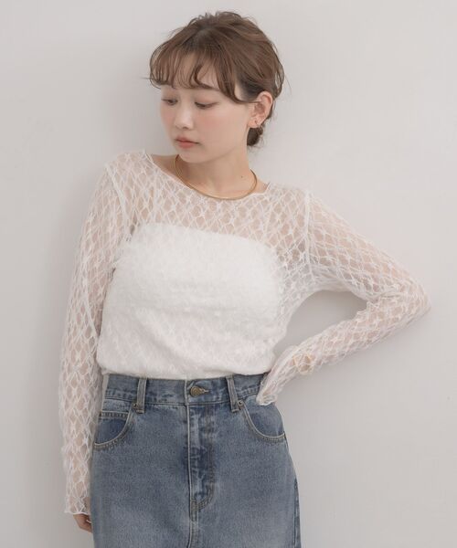 RETRO GIRL(レトロガール)の「レースプルオーバー(Tシャツ/カットソー・レディース・ブラック/オフホワイト・FREE)」の9枚目の写真