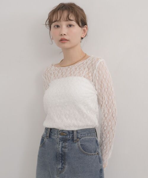 RETRO GIRL(レトロガール)の「レースプルオーバー(Tシャツ/カットソー・レディース・ブラック/オフホワイト・FREE)」の10枚目の写真