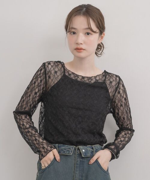 RETRO GIRL(レトロガール)の「レースプルオーバー(Tシャツ/カットソー・レディース・ブラック/オフホワイト・FREE)」の16枚目の写真