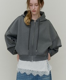 Volume Zip Short Ponte Hoodie / ポンチボリュームZIPショートパーカー