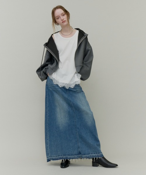 Plumel(プルメル)の「Volume Zip Short Ponte Hoodie / ポンチボリュームZIPショートパーカー(パーカー・レディース・ブラウン/ダークグレー/アイボリー・MEDIUM)」の16枚目の写真