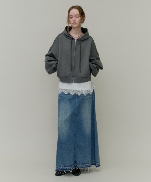 Plumel(プルメル)の「Volume Zip Short Ponte Hoodie / ポンチボリュームZIPショートパーカー(パーカー・レディース・ブラウン/ダークグレー/アイボリー・MEDIUM)」の18枚目の写真