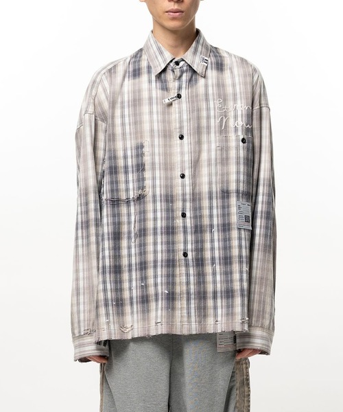 Maison MIHARA YASUHIRO(メゾンミハラヤスヒロ)の「【MIHARAYASUHIRO/ミハラヤスヒロ】VINTAGE LIKE CHECK L/S SHIRTS(シャツ/ブラウス・メンズ・ブラック/グリーン・48/46/44)」の3枚目の写真