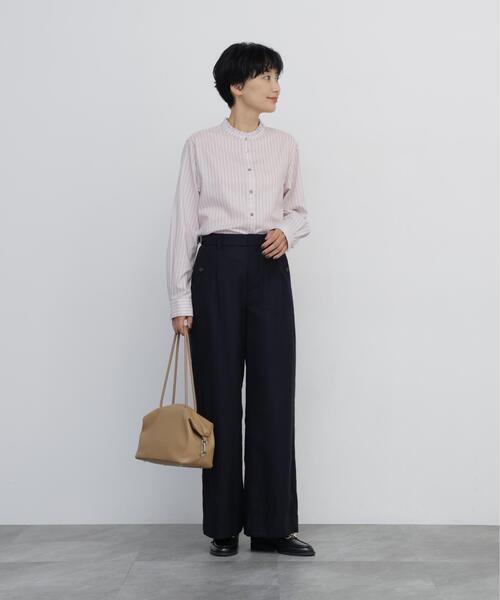 human woman(ヒューマンウーマン)の「◆コットンツイルストライプスタンドフリルブラウス(シャツ/ブラウス・レディース・チャコールグレー/ピンク系その他3/ベージュ系その他3・MEDIUM)」の21枚目の写真