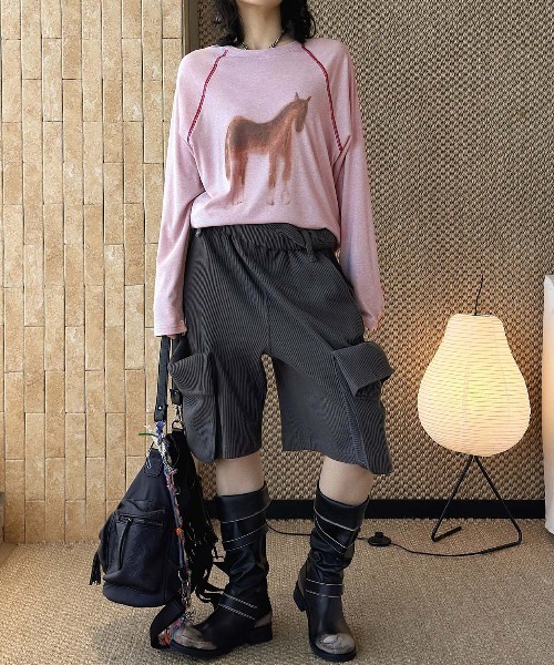 WEGO(ウィゴー)の「【長袖】馬柄プリントラグランロングTシャツ(Tシャツ/カットソー・レディース・ピンク/ホワイト・LARGE/MEDIUM)」の19枚目の写真