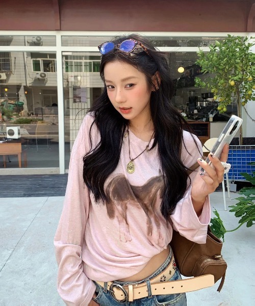 WEGO(ウィゴー)の「【長袖】馬柄プリントラグランロングTシャツ(Tシャツ/カットソー・レディース・ピンク/ホワイト・LARGE/MEDIUM)」の22枚目の写真