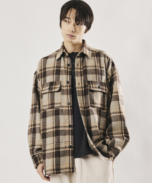 FREAK'S STORE(フリークスストア)の「限定展開 Relax Fit リラックスフィット ヘビーネル チェック シャツ(シャツ/ブラウス・メンズ・ブラック/ブラウン/ネイビー・MEDIUM/SMALL/LARGE)」の2枚目の写真
