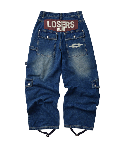 LOSERS CLUB(ルーザーズクラブ)の「LSC マルチ カーゴポケット ワイド デニムパンツ ミディアムブルー(デニムパンツ・レディース・その他・X-LARGE/SMALL/MEDIUM/LARGE)」の3枚目の写真
