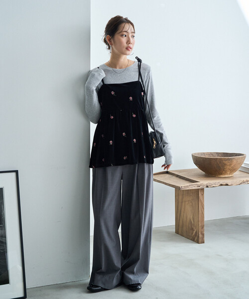 FREAK'S STORE(フリークスストア)の「限定展開 <セットアップ対応> ベロア 花柄 刺繍 キャミ ビスチェ(キャミソール・レディース・ブラウン系その他/ブラック/チャコールグレー/ブラウン・フリ-)」の20枚目の写真