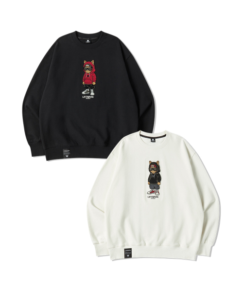 LIFE WORK（ライフワーク）の「共用) ジャガード刺繍ヒップドッグマンツーマン（スウェット・レディース・ブラック/ホワイト・S/M/L）」の3枚目の写真