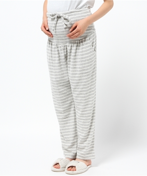 Gelato Pique ジェラートピケ の パイルボーダーマタニティロングパンツ マタニティウェア グッズ Wear