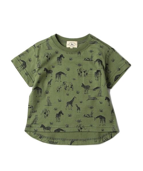 green label relaxing（グリーンレーベルリラクシング）の「【BABY】アニマルソウガラ Tシャツ ショートスリーブ◆（その他ベビー用品・キッズ・オレンジ/オリーブ・85cm/75cm）」の2枚目の写真
