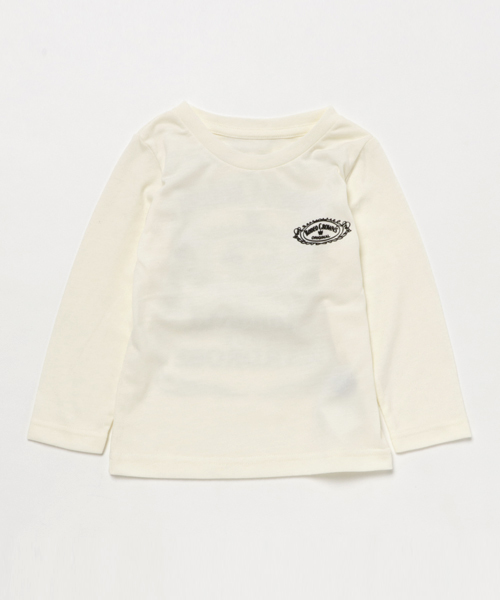 RODEO CROWNS WIDE BOWL(ロデオクラウンズワイドボウル)の「キッズ Spring label ロングTシャツ(Tシャツ/カットソー・キッズ・カーキ/ブラック/オフホワイト・SMALL/LARGE/X-SMALL/MEDIUM)」の1枚目の写真