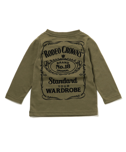 RODEO CROWNS WIDE BOWL(ロデオクラウンズワイドボウル)の「キッズ Spring label ロングTシャツ(Tシャツ/カットソー・キッズ・カーキ/ブラック/オフホワイト・SMALL/LARGE/X-SMALL/MEDIUM)」の4枚目の写真