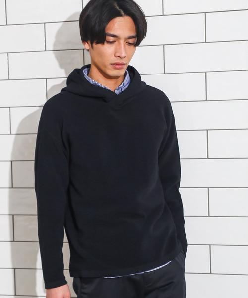 green label relaxing(グリーンレーベルリラクシング)の「KC PE/MIX RIPPLE フーディー ニット◆(パーカー・メンズ・ブラック/グレー/ベージュ・LARGE/MEDIUM/SMALL)」の1枚目の写真