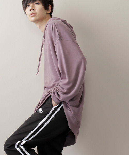 MONO-MART(モノマート)の「スーパービッグ T/Rポンチ プルオーバーパーカー(パーカー・メンズ・杢グレー/ホワイト/ブラック/オリーブ/ベージュ/ネイビー/ワイン/ライトブラウン/パープル/サックスブルー/スモークピンク/チャコール/ライトパープル/キナリ/グレー系その他/ライトオリーブ/オレンジ/ベージュ系その他/ピンク系その他/マスタード/ダークブラウン・FREE)」の15枚目の写真