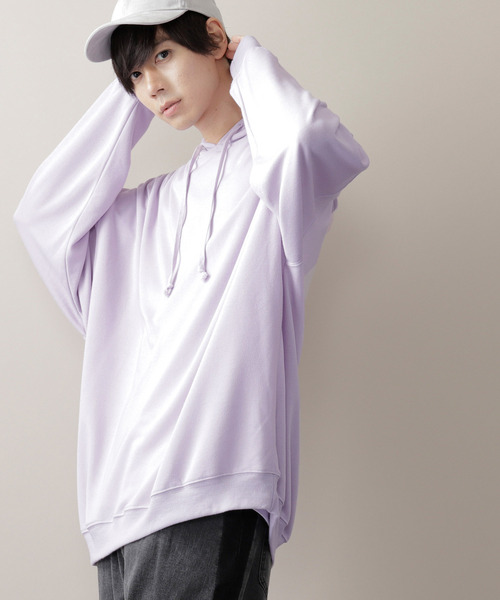 MONO-MART(モノマート)の「スーパービッグ T/Rポンチ プルオーバーパーカー(パーカー・メンズ・杢グレー/ホワイト/ブラック/オリーブ/ベージュ/ネイビー/ワイン/ライトブラウン/パープル/サックスブルー/スモークピンク/チャコール/ライトパープル/キナリ/グレー系その他/ライトオリーブ/オレンジ/ベージュ系その他/ピンク系その他/マスタード/ダークブラウン・FREE)」の16枚目の写真