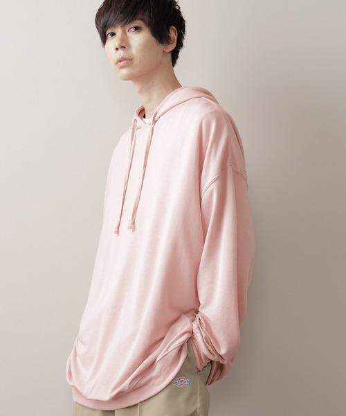 MONO-MART(モノマート)の「スーパービッグ T/Rポンチ プルオーバーパーカー(パーカー・メンズ・杢グレー/ホワイト/ブラック/オリーブ/ベージュ/ネイビー/ワイン/ライトブラウン/パープル/サックスブルー/スモークピンク/チャコール/ライトパープル/キナリ/グレー系その他/ライトオリーブ/オレンジ/ベージュ系その他/ピンク系その他/マスタード/ダークブラウン・FREE)」の19枚目の写真