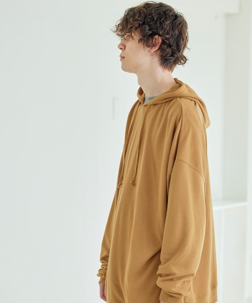 MONO-MART(モノマート)の「スーパービッグ T/Rポンチ プルオーバーパーカー(パーカー・メンズ・杢グレー/ホワイト/ブラック/オリーブ/ベージュ/ネイビー/ワイン/ライトブラウン/パープル/サックスブルー/スモークピンク/チャコール/ライトパープル/キナリ/グレー系その他/ライトオリーブ/オレンジ/ベージュ系その他/ピンク系その他/マスタード/ダークブラウン・FREE)」の17枚目の写真