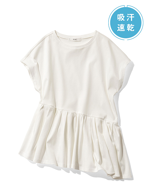 IEDIT（イディット）の「ＩＥＤＩＴ　一枚で華やか吸汗速乾加工素材のイレギュラーペプラムＴシャツ（Tシャツ/カットソー・レディース・ホワイト/チャコールグレー/オレンジ系その他・LARGE/SMALL/MEDIUM/X-LARGE/XX-LARGE）」の6枚目の写真