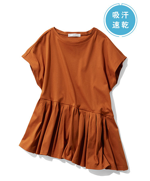 IEDIT（イディット）の「ＩＥＤＩＴ　一枚で華やか吸汗速乾加工素材のイレギュラーペプラムＴシャツ（Tシャツ/カットソー・レディース・ホワイト/チャコールグレー/オレンジ系その他・LARGE/SMALL/MEDIUM/X-LARGE/XX-LARGE）」の11枚目の写真