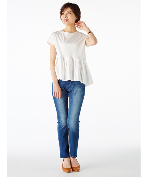 IEDIT（イディット）の「ＩＥＤＩＴ　一枚で華やか吸汗速乾加工素材のイレギュラーペプラムＴシャツ（Tシャツ/カットソー・レディース・ホワイト/チャコールグレー/オレンジ系その他・LARGE/SMALL/MEDIUM/X-LARGE/XX-LARGE）」の15枚目の写真