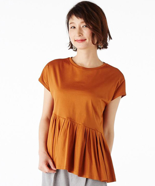 IEDIT（イディット）の「ＩＥＤＩＴ　一枚で華やか吸汗速乾加工素材のイレギュラーペプラムＴシャツ（Tシャツ/カットソー・レディース・ホワイト/チャコールグレー/オレンジ系その他・LARGE/SMALL/MEDIUM/X-LARGE/XX-LARGE）」の16枚目の写真