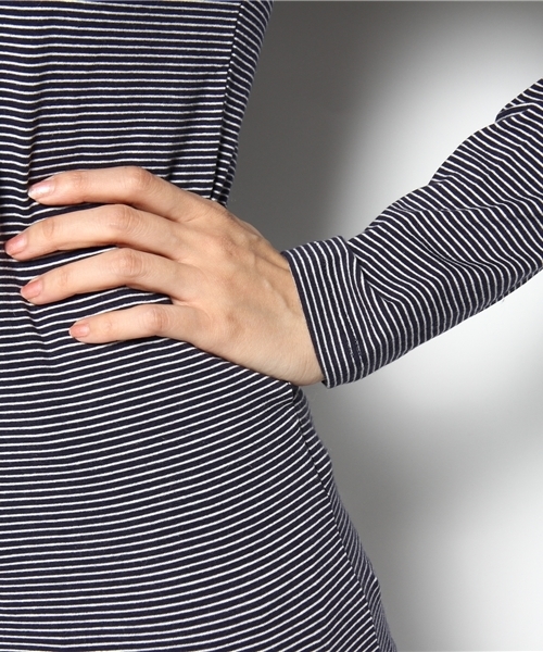 coen（コーエン）の「【VERY掲載】発熱ボーダーUネックカットソー ∞（Tシャツ/カットソー・レディース・ホワイト/ダークブラウン/ピンク/ワインレッド/コバルトブルー/ネイビー・MEDIUM/LARGE）」の10枚目の写真