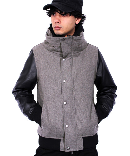 ８(eight)（エイト）の「ボリュームネック スタジャン スタジアムジャンパー メルトン（スタジャン・メンズ・ブラック/ネイビー/グレー・MEDIUM/LARGE/X-LARGE）」の3枚目の写真