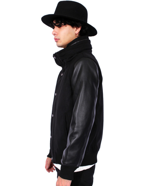 ８(eight)（エイト）の「ボリュームネック スタジャン スタジアムジャンパー メルトン（スタジャン・メンズ・ブラック/ネイビー/グレー・MEDIUM/LARGE/X-LARGE）」の7枚目の写真