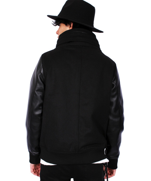 ８(eight)（エイト）の「ボリュームネック スタジャン スタジアムジャンパー メルトン（スタジャン・メンズ・ブラック/ネイビー/グレー・MEDIUM/LARGE/X-LARGE）」の8枚目の写真