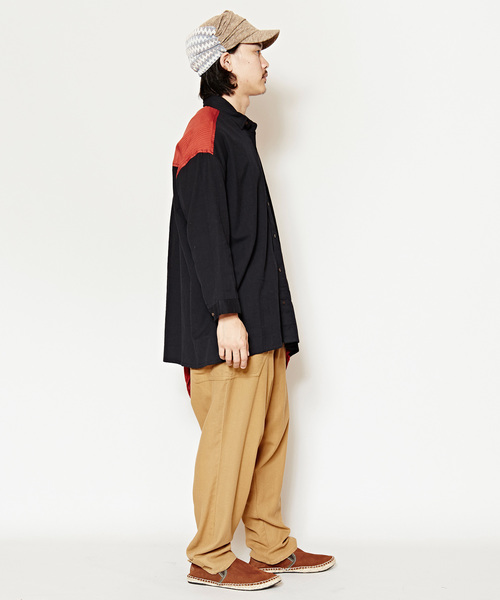 チャイハネ(チャイハネ)の「【チャイハネ】エスニック刺繍入り メンズ変形シャツ(シャツ/ブラウス・メンズ・ブラック/ターコイズブルー/ナチュラル・FREE)」の12枚目の写真