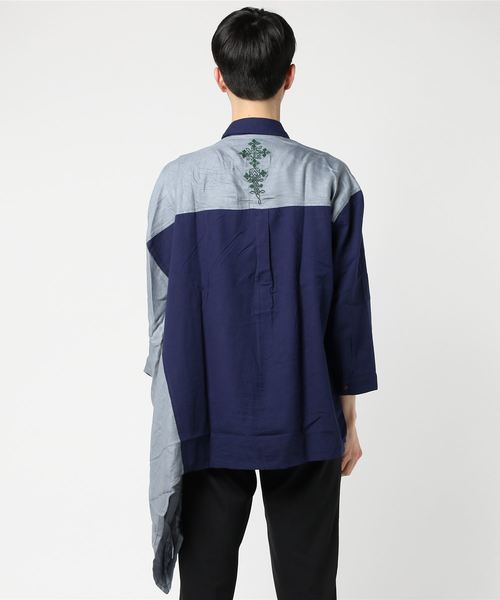 チャイハネ(チャイハネ)の「【チャイハネ】エスニック刺繍入り メンズ変形シャツ(シャツ/ブラウス・メンズ・ブラック/ターコイズブルー/ナチュラル・FREE)」の8枚目の写真