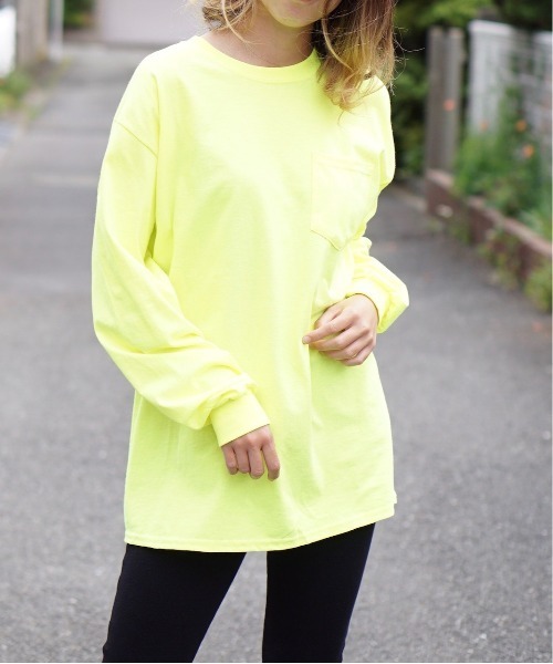 C.E.L.STORE（セルストア）の「【WEB限定】GILDAN/ギルダン 6OZ L/S POCKET TEE ポケットL/S T シャツ(ユニセックス)（Tシャツ/カットソー・メンズ・ホワイト/ブラック/ヘザーグレー/ネイビー/イエロー/オレンジ/ライトピンク/パープル/ライトグリーン・MEDIUM/LARGE/X-LARGE/XX-LARGE/SMALL）」の8枚目の写真