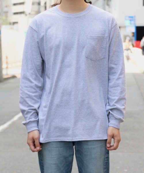 C.E.L.STORE（セルストア）の「【WEB限定】GILDAN/ギルダン 6OZ L/S POCKET TEE ポケットL/S T シャツ(ユニセックス)（Tシャツ/カットソー・メンズ・ホワイト/ブラック/ヘザーグレー/ネイビー/イエロー/オレンジ/ライトピンク/パープル/ライトグリーン・MEDIUM/LARGE/X-LARGE/XX-LARGE/SMALL）」の18枚目の写真